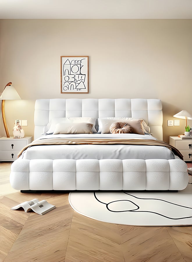 Bed and Mattress Home Whisper Tufted Upholstered Premium Super King Size ( 200 X 200 ) Off White Color Bed  - Image 2