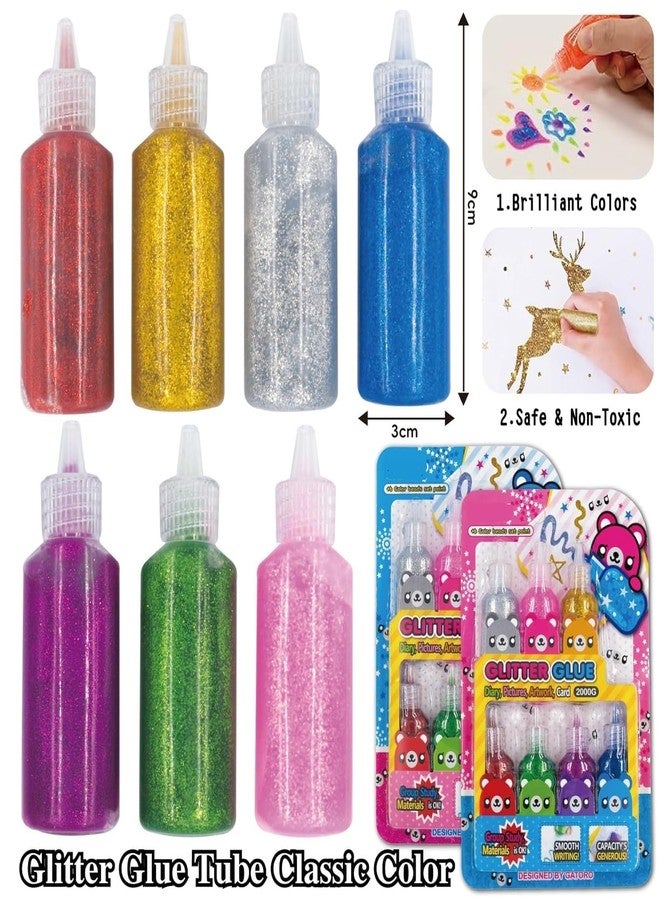 53 Arts 7 Pcs DIY Slime Jelly Glitter Glue Pen Painting Kit – Creative Arts & Craft Set for Kids | Sparkling Glitter Glue Pens - Image 4