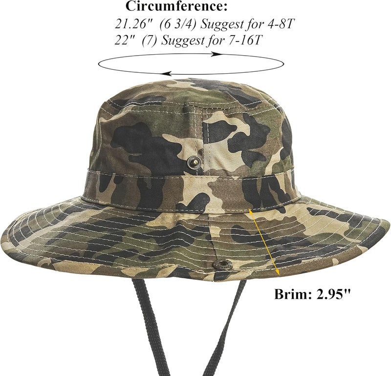UTOWO Boys Camo Sun-Bucket-Hat Summer Outdoor Safari Fishing-Hat Boonie-Cap for Big Kids 2-14Yrs - Image 4