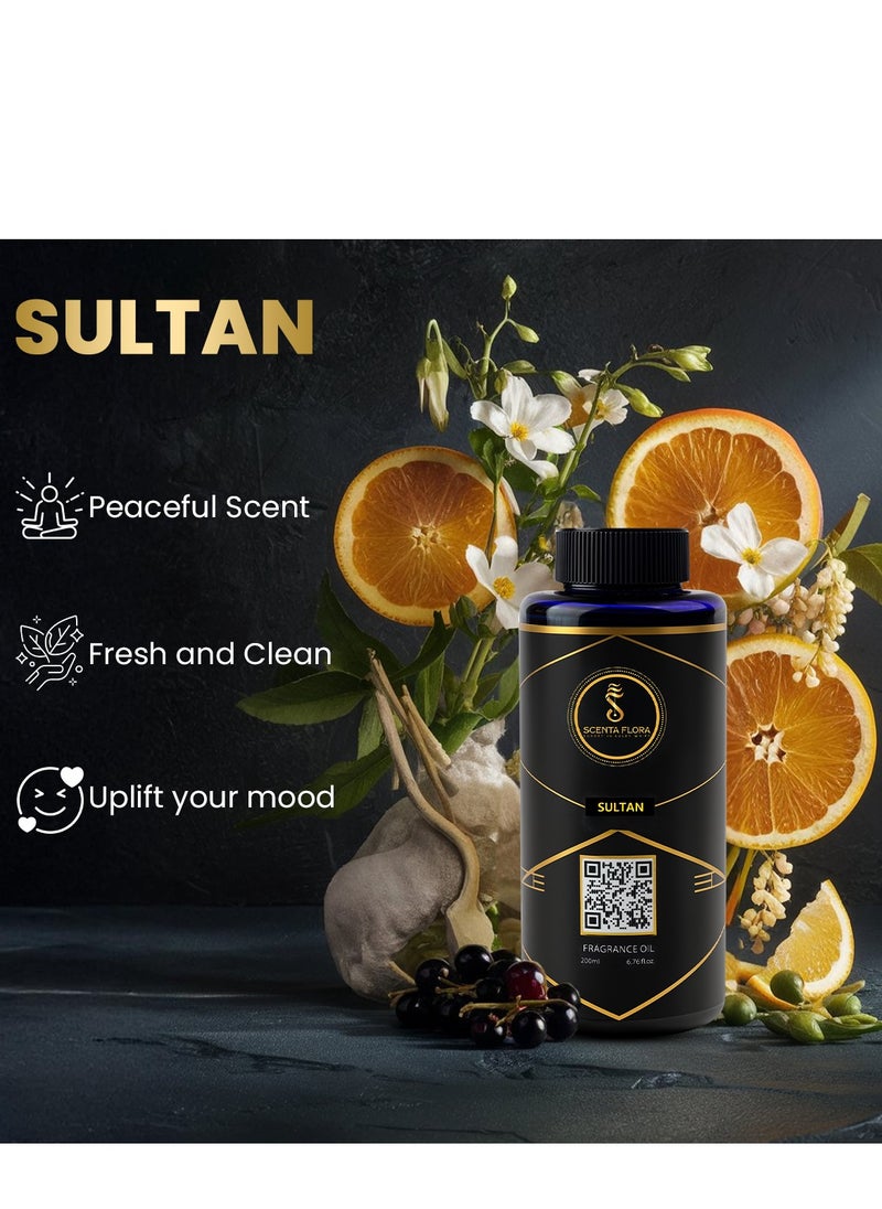 سينتا فلورا زيت عطر الناشر Sultan - رائحة مهدئة ومُعالجة ومُريحة لأجهزة التعطير - علاج عطري (200 مل)  - Image 3