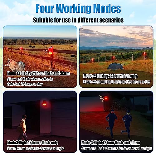 Qualirey 6 Pack Solar Sound and Light Alarm Motion Sensor 129db Outdoor Security Siren Waterproof Motion Activated Detector Alarm 6 LEDs Flash Warning Strobe System for Home, Farm (Red) - Image 3