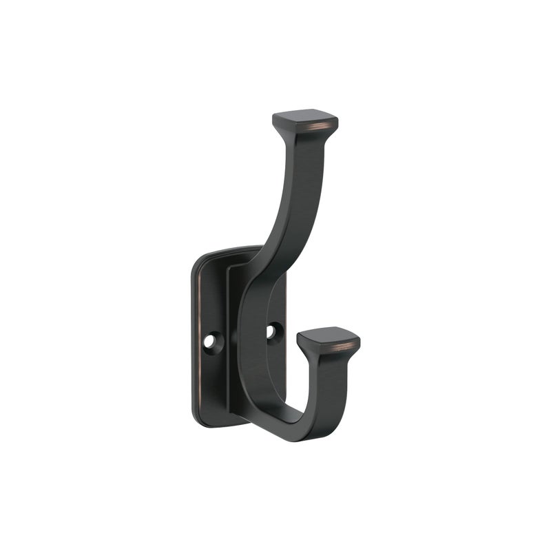 Amerock H37007ORB | Alder Double Prong Decorative Wall Hook | Oil Rubbed Bronze Hook for Coats, Hats, Backpacks, Bags | Hooks for Bathroom, Bedroom, Closet, Entryway, Laundry Room, Office - Image 1