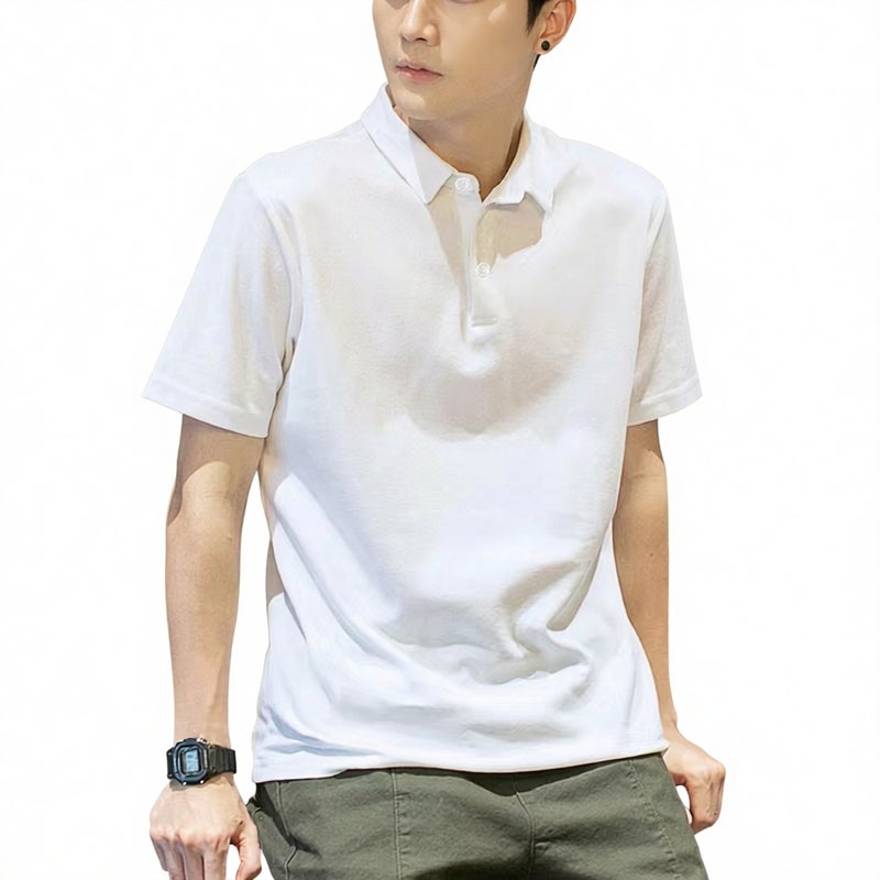 Heavyweight Polo Shirt Short Sleeve Casual Business Collared Top - Image 1