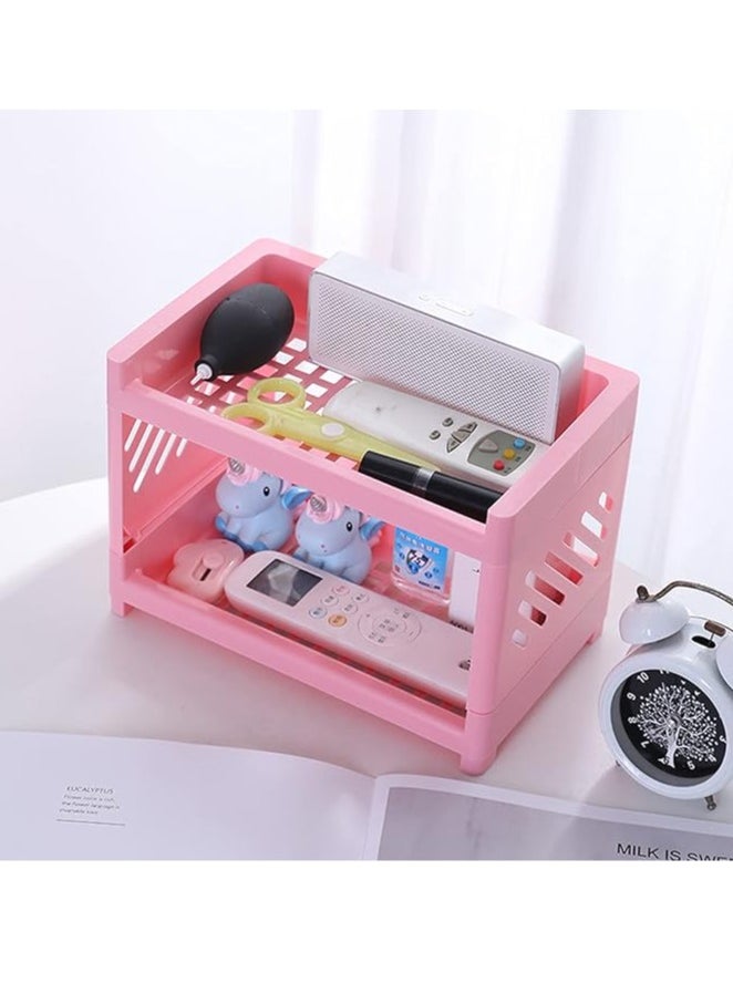 Arabest Desk Storage Rack, Desk Organizer Shelf Top Shelf Stand Plastic Bathroom Countertop Organizer Corner Shelf Bedroom Storage Tray Storage Shelf Storage Box Toiletries  - Image 5