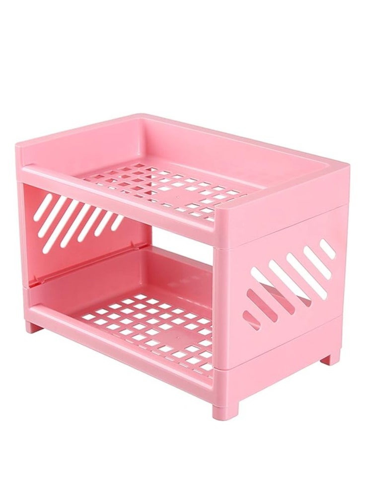 Arabest Desk Storage Rack, Desk Organizer Shelf Top Shelf Stand Plastic Bathroom Countertop Organizer Corner Shelf Bedroom Storage Tray Storage Shelf Storage Box Toiletries  - Image 1