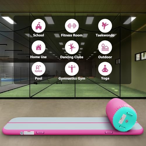 Estgora Gymnastics Mat For Tumbling 10ft Mat Inflatable, 4 Inch Air Tumble Track Air Roller Gymnastic Training Equipment for Kids Home Use Gym Cheerleading with Electric Pump-Pink&Mint - Image 4