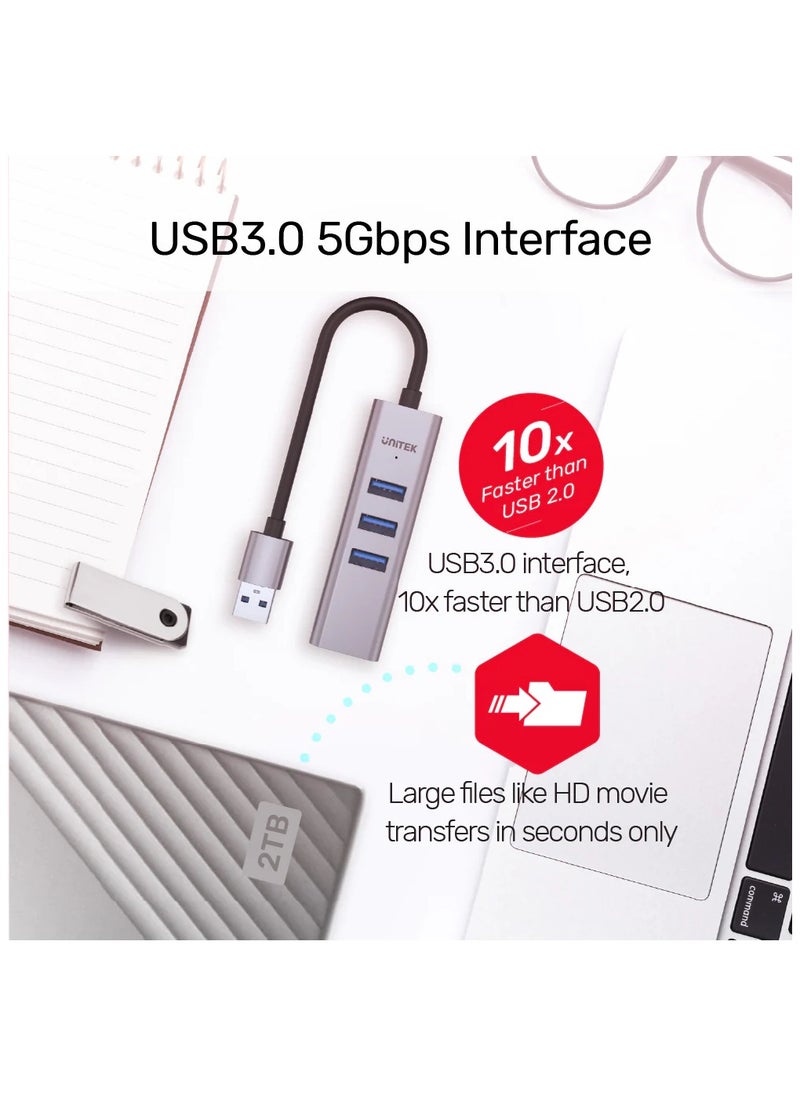 UNITEK Unitek Y-3088B  USB-C/ USB-A  To Eathernet + 3port USB 3.0 Hub  - Image 5