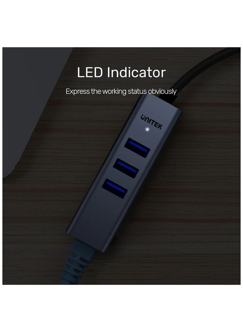 UNITEK - Unitek Y-3088B  USB-C/ USB-A  To Eathernet + 3port USB 3.0 Hub - Image 1