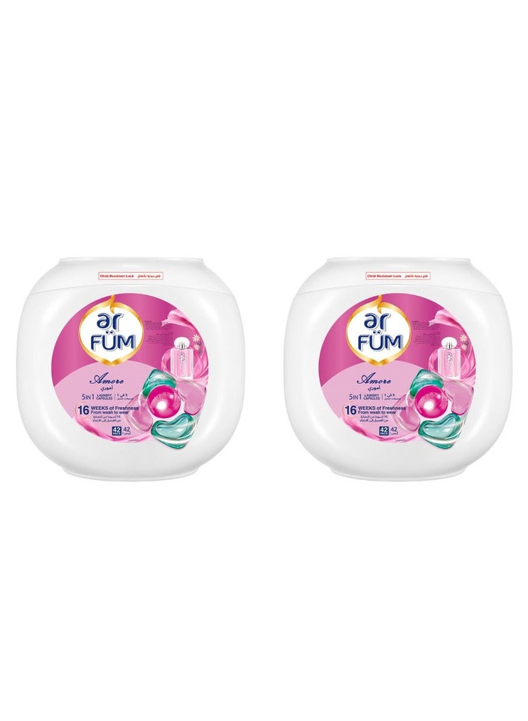 Ar Fum 5 In 1 Laundry Detergent Capsules Amore 2 x 42 Pods