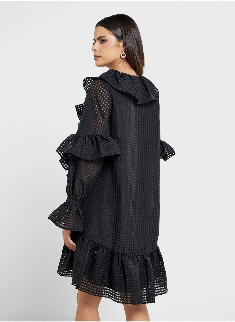 YAS - Ruffle Detail V-Neck Dress - Image 1