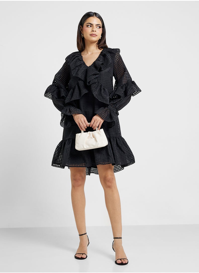 YAS - Ruffle Detail V-Neck Dress - Image 1