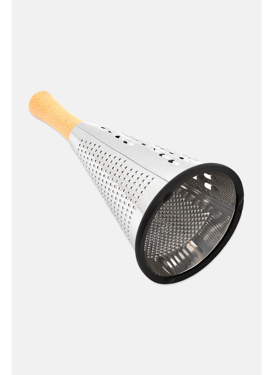 Bombay Conical Round Stainless Steel Grater With Wooden Handle, Silver  - Image 3