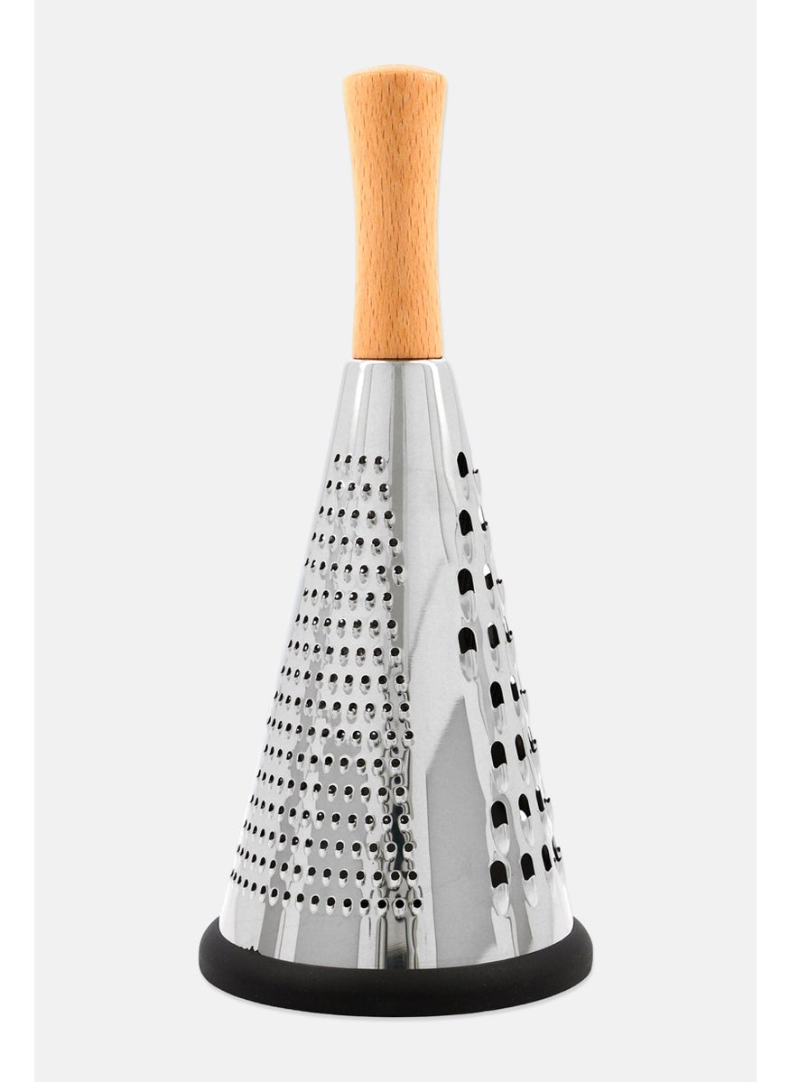Bombay Conical Round Stainless Steel Grater With Wooden Handle, Silver  - Image 2