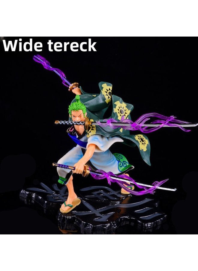 Generic - One Piece Hand-made 3,000 World Solon Three Knife Flow Hat Group Luffy Animation Hand-made Model-Color:Wakame Three Thousand Worlds + Zoro/height About 18cm (suction + Color Box) - Subscription/collect/ - Image 1