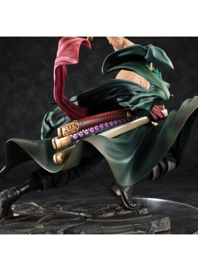 Generic - One Piece Hand-made 3,000 World Solon Three Knife Flow Hat Group Luffy Animation Hand-made Model-Color:Wakame Three Thousand Worlds + Zoro/height About 18cm (suction + Color Box) - Subscription/collect/ - Image 1