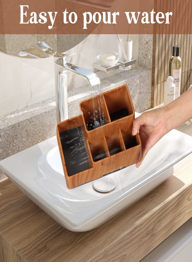 DoubleCare Toothbrush Holder with Anti-Slip, Bathroom Organizer Countertop Detachable for Easy Cleaning, Multifunctional Storage, Bathroom Caddy for Toothpaste, Shaver, Vanity Organizer, Office, Marble White - Image 4
