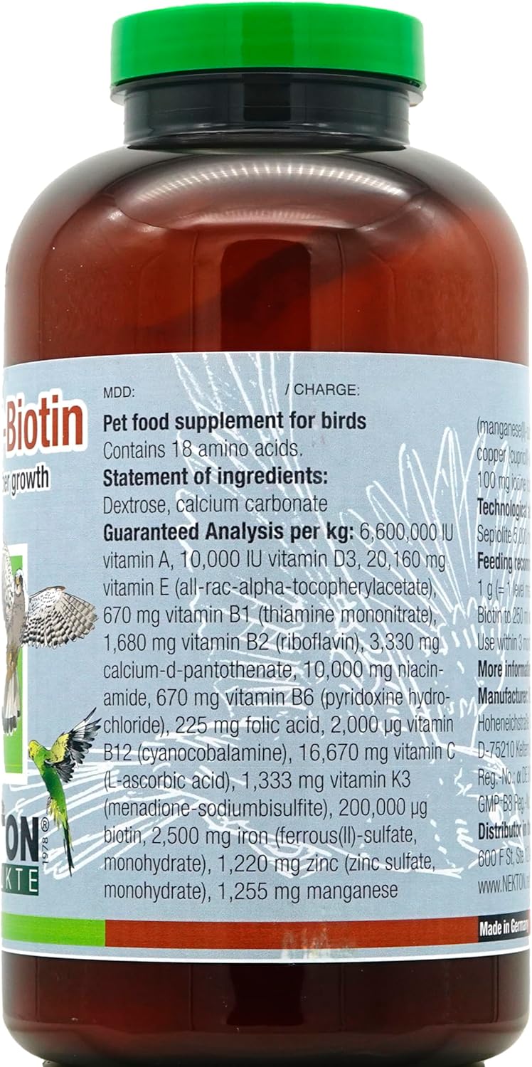 نيكتون بيوتين (Nekton Biotin)، 700 جرام/1.54 رطل، منتج مخصص لتغذية ريش الطيور. - Image 2