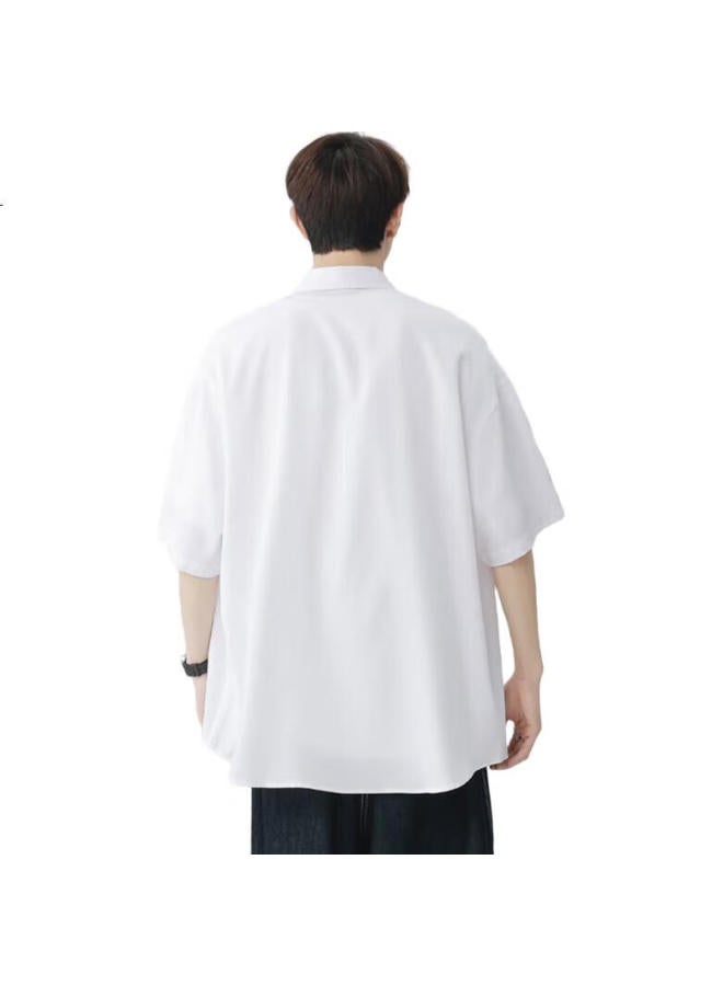 GENIOLAMODE Men'S Short Sleeve Shirt Solid Color Simple Basic Summer Thin Youth Student All-Match Top - Image 2