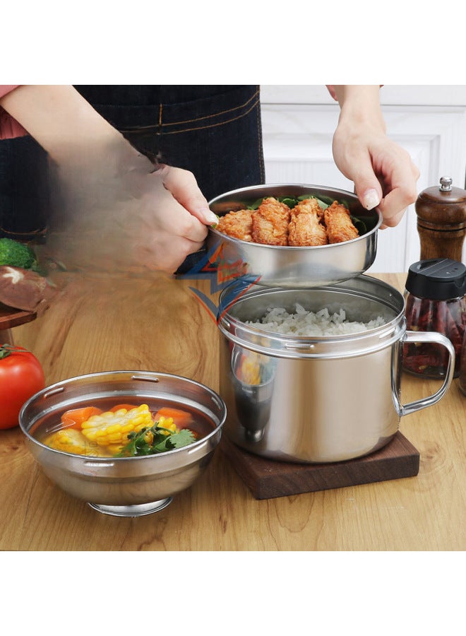 Direct Fast Food Cup Large Capacity Thick Stainless Steel Double Compartment With Lid Office Worker Multi-layer Lunch Box-Specifications:Large Fast Food Cup-special Price  - Image 3