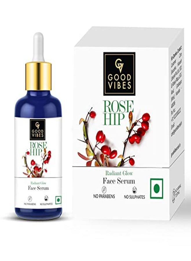 Good Vibes Rose Hip Radiant Glow Face Serum, 30 Ml Light Weight Non Greasy Moisturizing Formula For All Skin Types, Natural, No Parabens & Sulphates, No Animal Testing  - Image 2