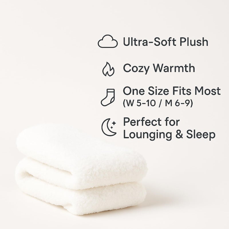 WaySoft All White Fuzzy Socks for Women or Girls Soft & Cozy Warm Sleep Lounge Socks Pack - Image 4