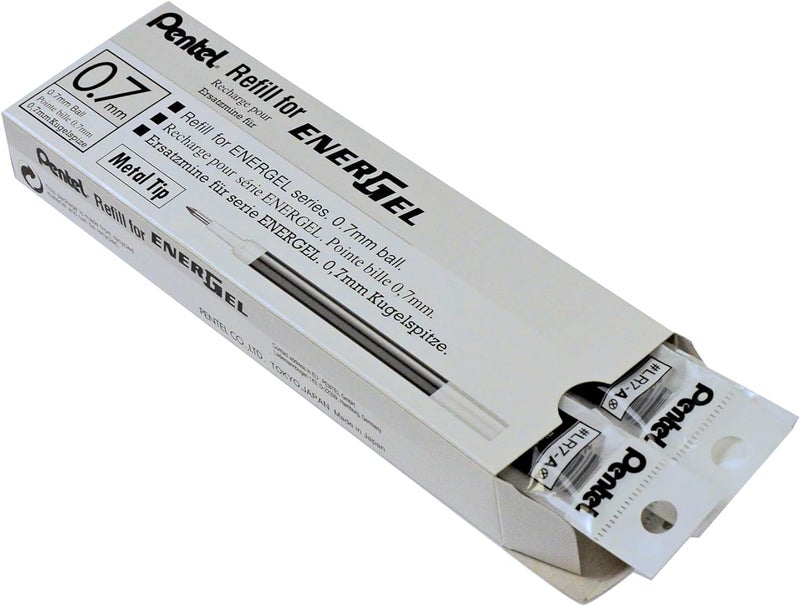 Pentel Refill Ink for EnerGel Liquid Gel Pen, (0.7mm), Metal Tip, Black Ink, Box of 12 (LR7-A) - Image 2