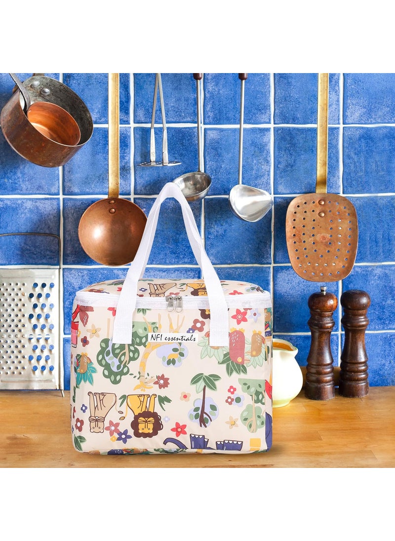 NFI essentials NFI essentials Printed Lunch Bag Thermal Portable Tiffin Bag for Food Travel & Picnic 9 LTR.Lunch Bag for Office Oxford Cloth Fabric Multicolor  - Image 2