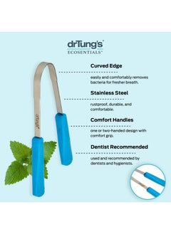 drTung's DrTung’s Stainless Steel Metal Tongue Scraper - Tongue Cleaner for Adults, Kids, Helps Freshen Breath, Easy to Use Comfort Grip Handle, Comes with Fabric Travel Pouch - 1 Pack  - Image 3