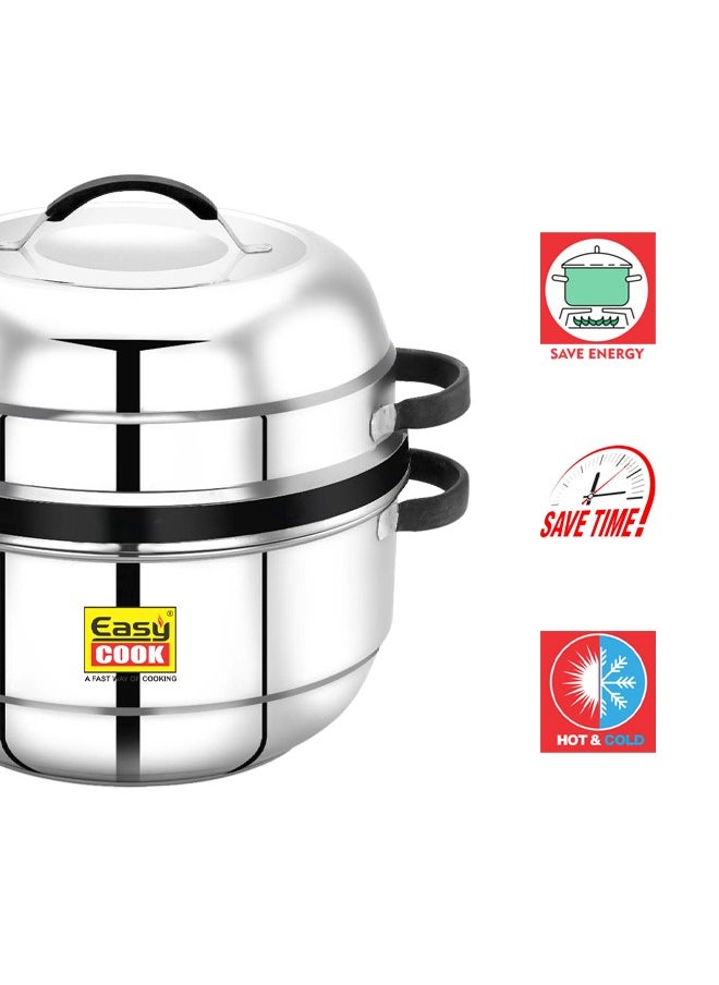 Easy Cook - Stainless Steel Steam Pot | Choodarapetty | 1 Kg, Thermal Rice Cooker With Rubber Gasket Silver | China Pot | Made in India - Image 1