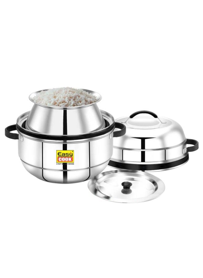 Easy Cook - Stainless Steel Steam Pot | Choodarapetty | 1 Kg, Thermal Rice Cooker With Rubber Gasket Silver | China Pot | Made in India - Image 1