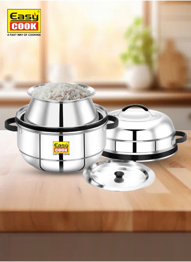 Easy Cook - Stainless Steel Steam Pot | Choodarapetty | 1 Kg, Thermal Rice Cooker With Rubber Gasket Silver | China Pot | Made in India - Image 1
