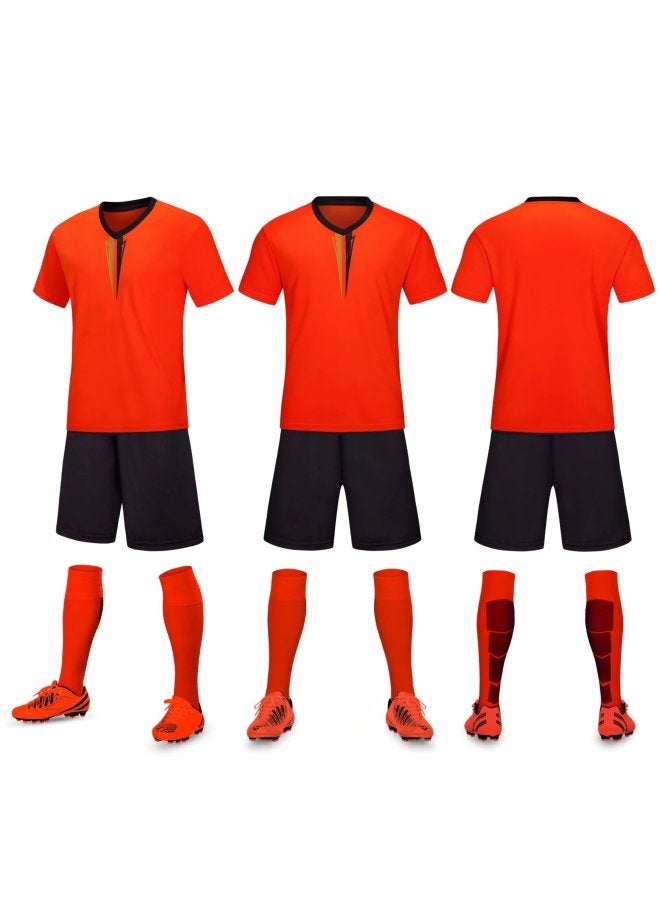 Orange Quick-Dry Breathable Training Football Jersey Set