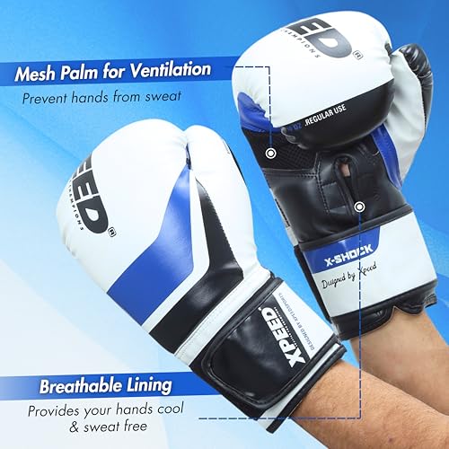 XPEED Boxing Gloves, XP2473 X-Shock Sparring Gloves for Boxing, MMA, Kickboxing, Muay Thai | Fight Boxing for Men & Women | Moulded Inner Foam | Inner Lining & Reinforced Stitching (10oz, Blue) - Image 5
