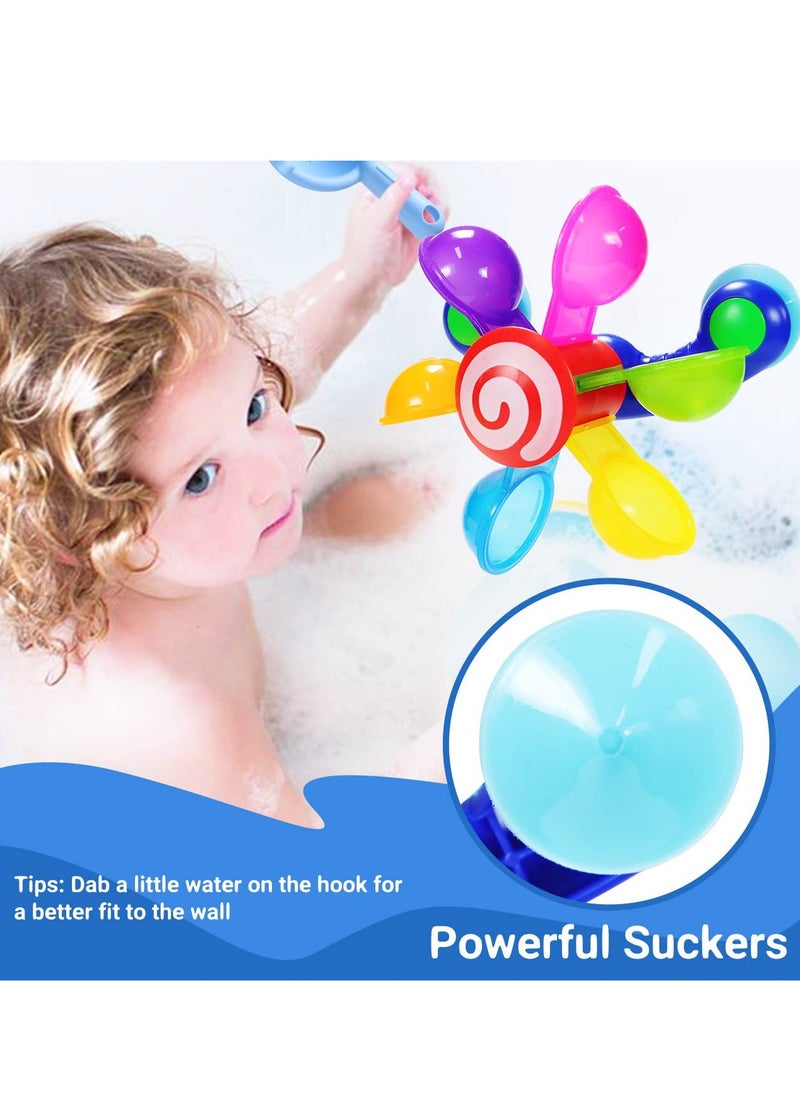 SYOSI - Bath Toys for Kids - Windmill Bathtub Toy for Toddlers 1 2 3 4 Years Old Waterfall Toy with Suction Cups Bathroom Strong Suckers Water Scoop Fun Bath Toys for Toddlers Boys Girls 1-4 Years - Image 1