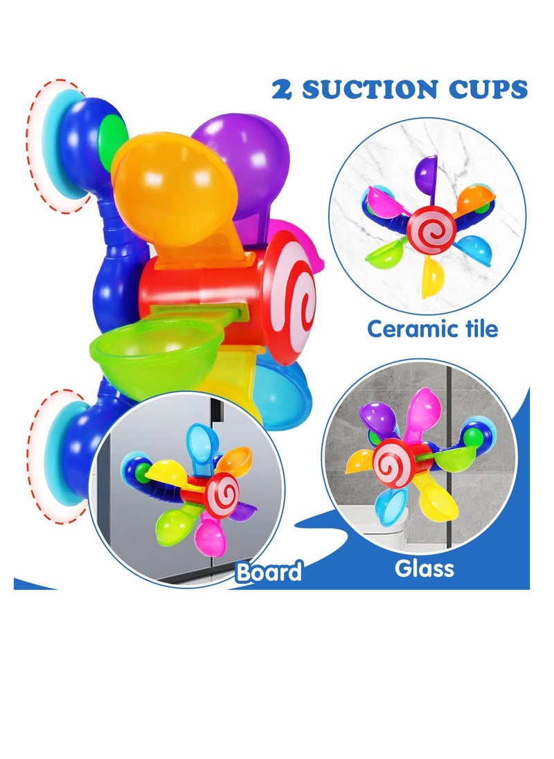 SYOSI - Bath Toys for Kids - Windmill Bathtub Toy for Toddlers 1 2 3 4 Years Old Waterfall Toy with Suction Cups Bathroom Strong Suckers Water Scoop Fun Bath Toys for Toddlers Boys Girls 1-4 Years - Image 1