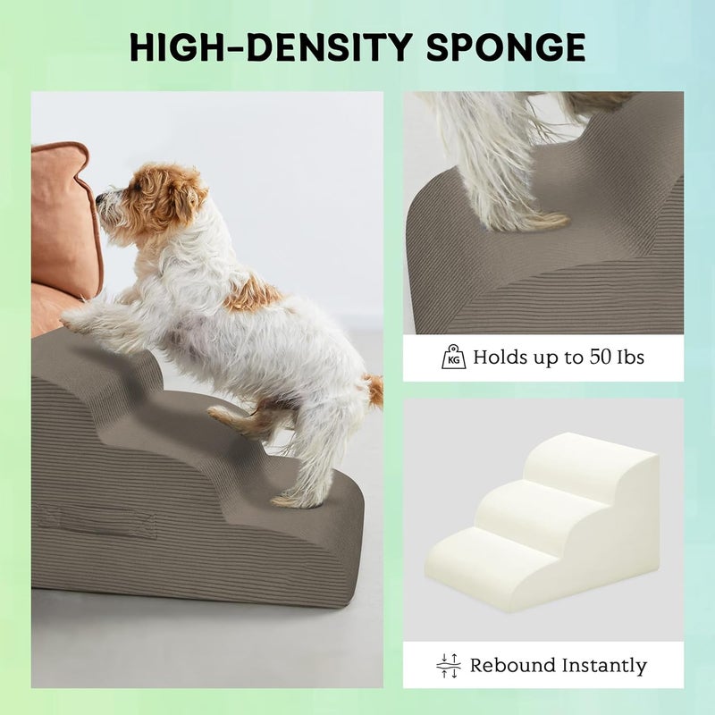 Mesa Lemon Dog Steps for Small Dogs, 4-Step Dog Ramp and Stairs for High Beds and Sofa, Non-Slip Pet Stairs Removable and Easy to Clean Cover, Light Brown - Image 5