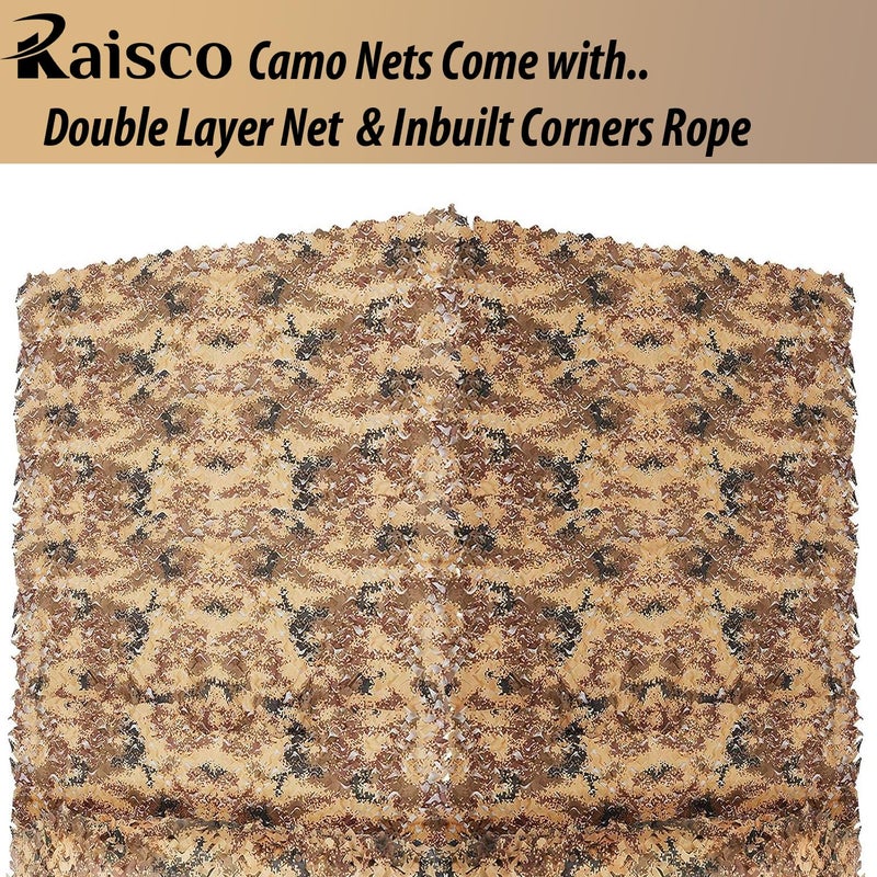 RAISCO 5X15 Feet Semi-Desert Hunting Blind Camo Net Camouflage Nets Military Surplus for Shooting, Party Decoration, Photograph, Vahicle Cover, Sunshade Semi-Desert Color Combination - Image 2