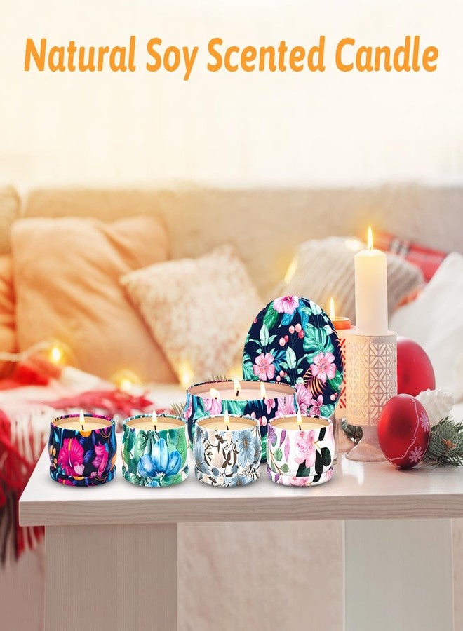 BERYSCEN Aromatherapy Candle Gift Set - 5 Piece Scented Candles (1 x 13.5 oz, 4 x 2.5 oz) - Floral Tin Soy Wax Candles for Relaxation, Stress Relief, and Home Decor - Perfect for Gifting - Image 2
