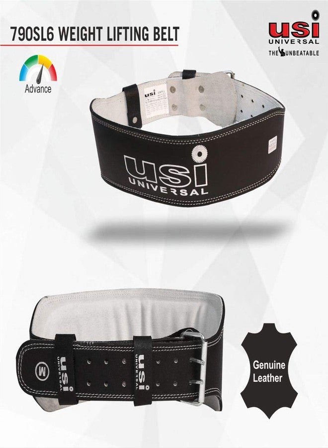 USI UNIVERSAL Padded Weight Lifting Belt, 790SL6 Leather & Metal Construction, Suede Leather Lining, Weight Belt for Deadlift, Squat & Weightlifting for Men & Women (6 Inch, Black, M) - Image 5