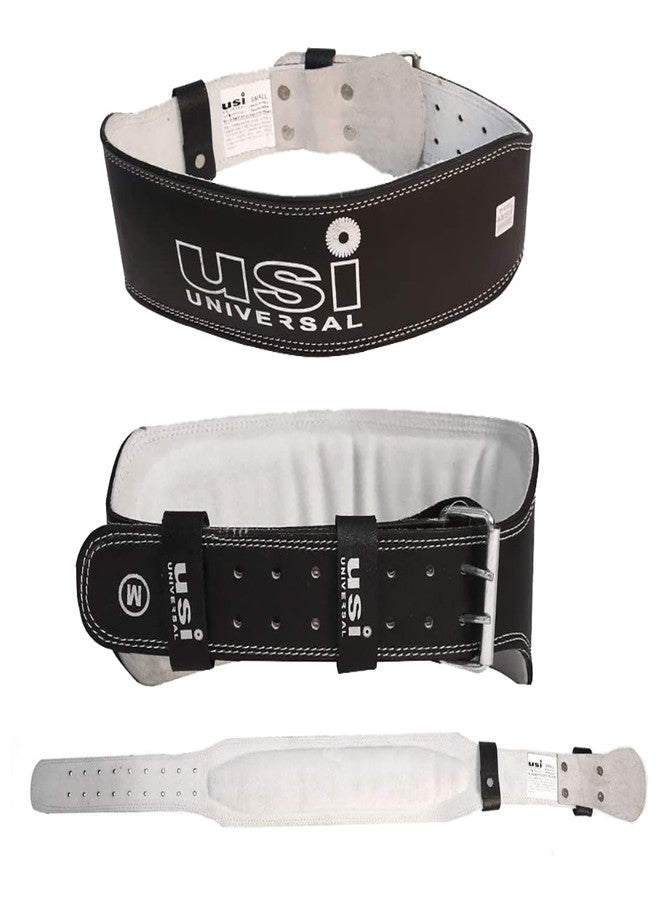 USI UNIVERSAL Padded Weight Lifting Belt, 790SL6 Leather & Metal Construction, Suede Leather Lining, Weight Belt for Deadlift, Squat & Weightlifting for Men & Women (6 Inch, Black, M) - Image 1