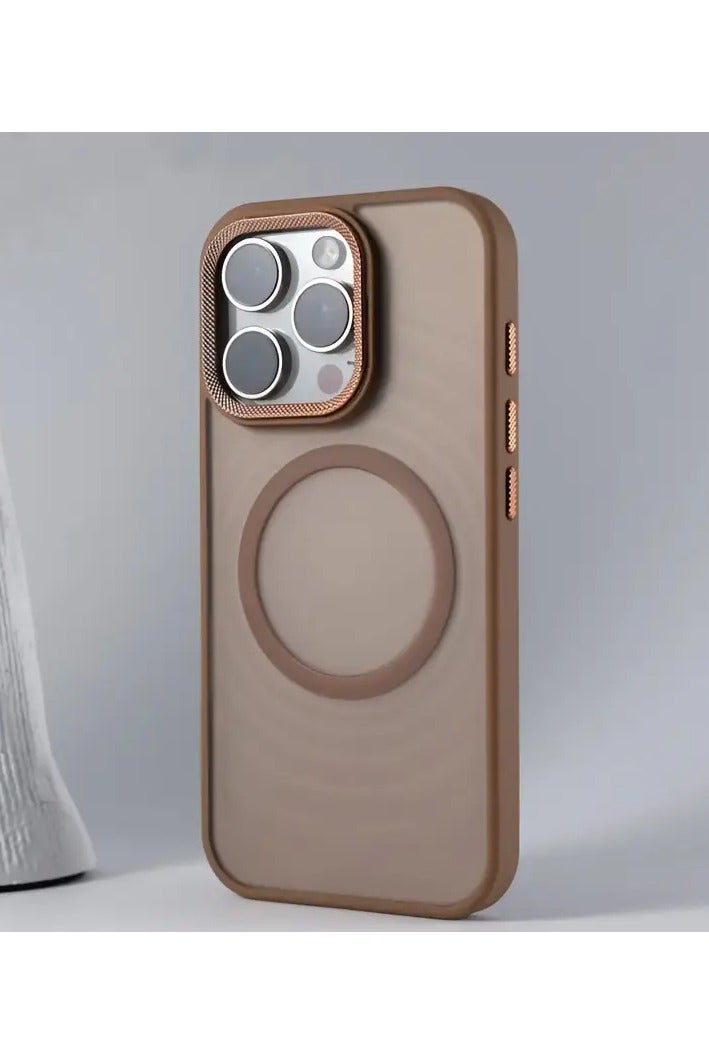 Magnetic Translucent Matte Case for iPhone 15 Pro Max – Slim Shockproof Hard Bumper Cover [Compatible with MagSafe], Thin Protective Design – Desert Titanium  - Image 1