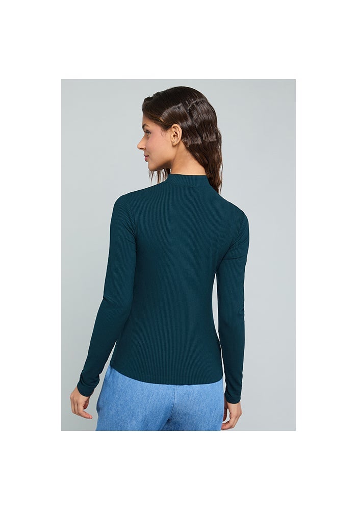 R&B Ribbed Top With High Neck and Long Sleeves - Image 5