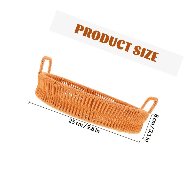 Small 25cm Light Brown Woven Storage Basket With Handles For Kitchen Organization - Image 3