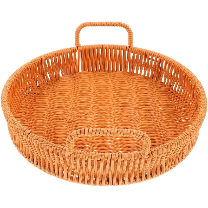 Small 25cm Light Brown Woven Storage Basket With Handles For Kitchen Organization - Image 2