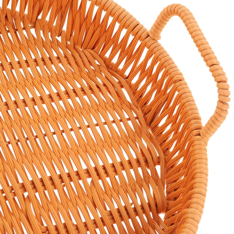 Small 25cm Light Brown Woven Storage Basket With Handles For Kitchen Organization - Image 4