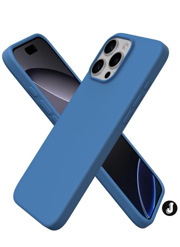 JAJEEK "New Anti-Scratch Blue Silicone Case for iPhone 16 Pro – Shockproof & Protective" - Image 1