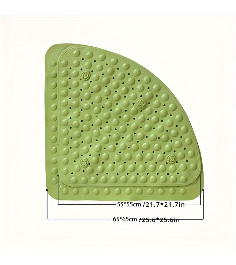Pea Green Fan Shaped Non Slip Bathroom Mat For Shower Foot Mat 21.65 X 21.65 Inch Recommended For Hotel Restrooms And Washrooms - Image 3