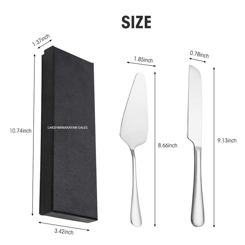 Takositio Takositio Cake Cutting Knife Set, Elegant Stainless Steel Cake Knife and Cake Server Set, Cake Cutter and Pie Spatula for Birthday Anniversary Christmas Gift Set of 2,Silver - Image 2