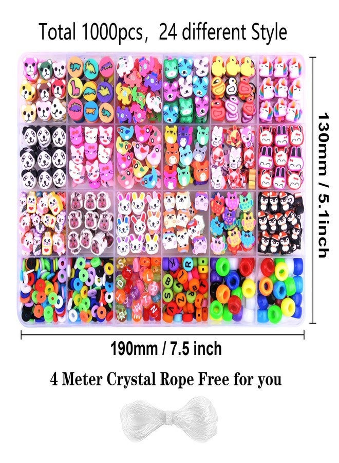BBita 1000PCS Polymer Clay Beads Bracelet Making kit, 24 Style Cute Fun Beads Animal Beads Charms for Jewelry Necklace Earring Making DIY Accessories for Women Girls S008 - Image 2