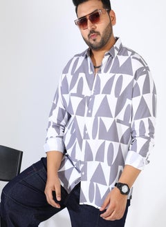 Instafab Plus Men's Dark Grey Abstract Block Shirt  - Image 1